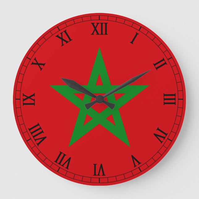 Reloj Redondo Grande Bandera de Marruecos (Anverso)