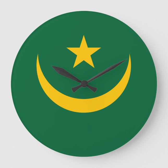 Reloj Redondo Grande Bandera de Mauritania (Anverso)