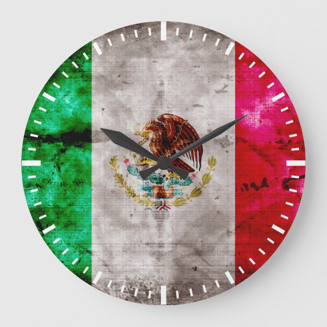 Reloj Redondo Grande Bandera de México de época templada (Anverso)