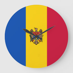 Reloj Redondo Grande Bandera de Moldavia
