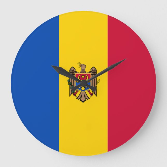 Reloj Redondo Grande Bandera de Moldavia (Anverso)