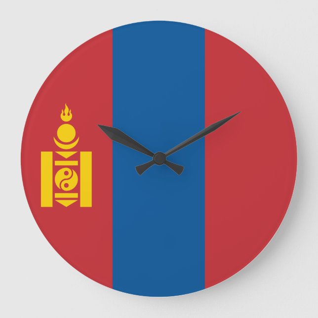 Reloj Redondo Grande Bandera de Mongolia (mongola) (Anverso)