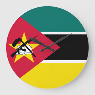 Reloj Redondo Grande Bandera de Mozambique