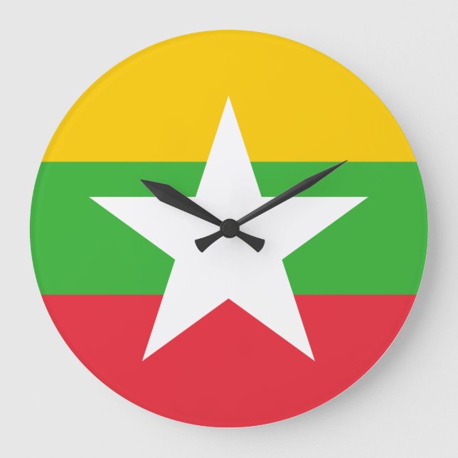 Reloj Redondo Grande Bandera de Myanmar (Anverso)