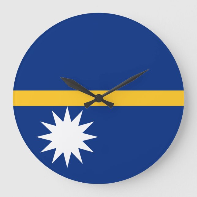 Reloj Redondo Grande Bandera de Nauru (Anverso)