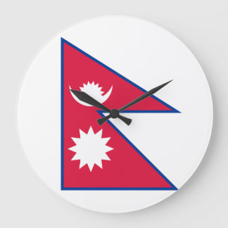 Reloj Redondo Grande Bandera de Nepal (nepalés)