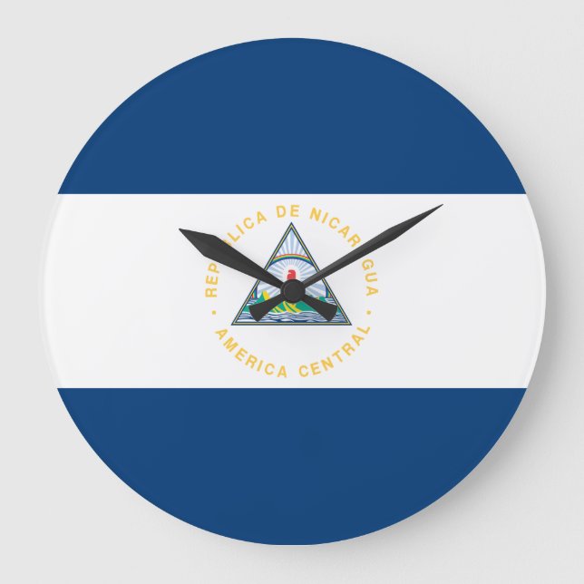 Reloj Redondo Grande Bandera de Nicaragua (Anverso)