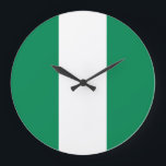 Reloj Redondo Grande Bandera de Nigeria (nigeriana)<br><div class="desc">Productos de bandera mundial de personalizable - Por favor,  no dude en agregar su texto.</div>