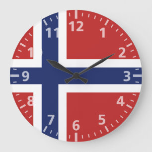 Reloj Redondo Grande Bandera de Noruega