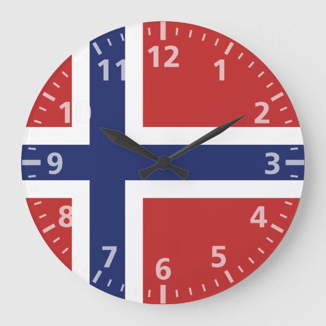 Reloj Redondo Grande Bandera de Noruega (Anverso)