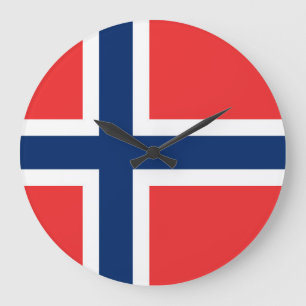 Reloj Redondo Grande Bandera de Noruega