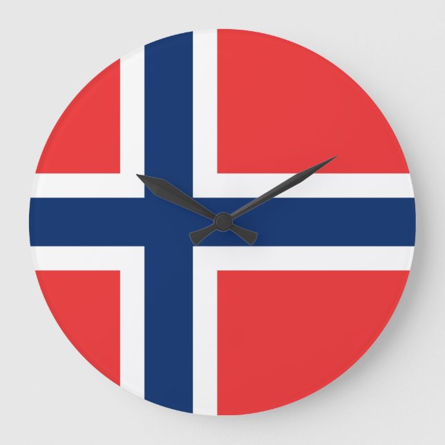 Reloj Redondo Grande Bandera de Noruega (Anverso)