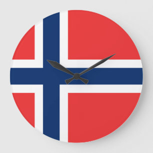 Reloj Redondo Grande Bandera de Noruega (noruego)