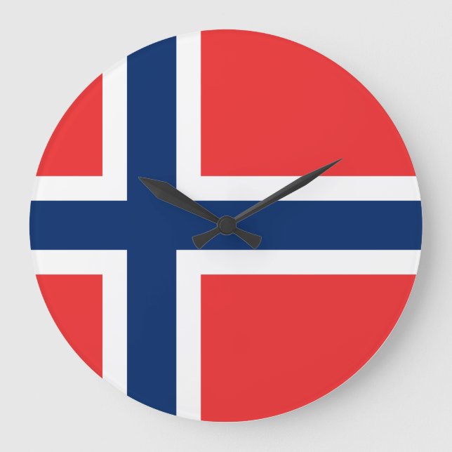 Reloj Redondo Grande Bandera de Noruega (noruego) (Anverso)