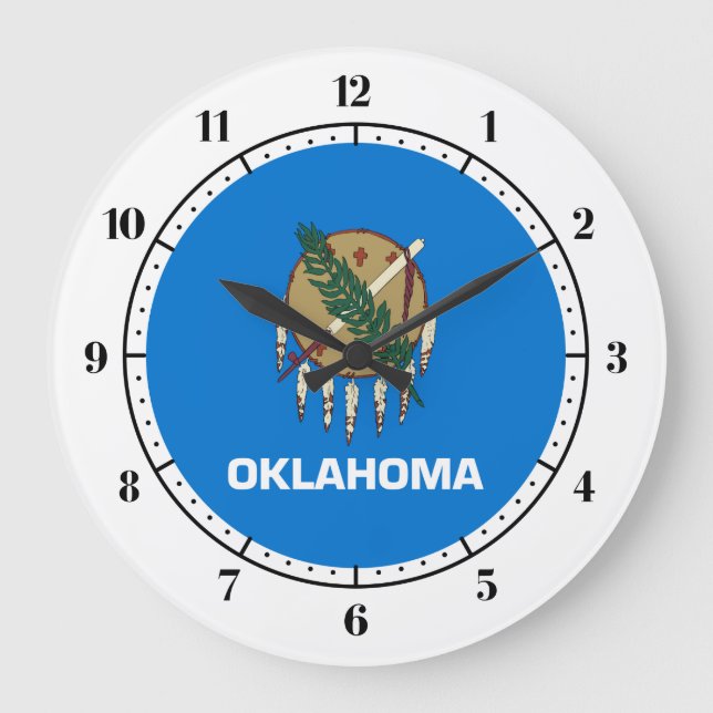 Reloj Redondo Grande Bandera de Oklahoma, bandera de los Estados Unidos