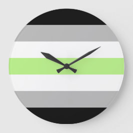 Reloj Redondo Grande Bandera de Orgullo Agender – Identidad Agender LGB