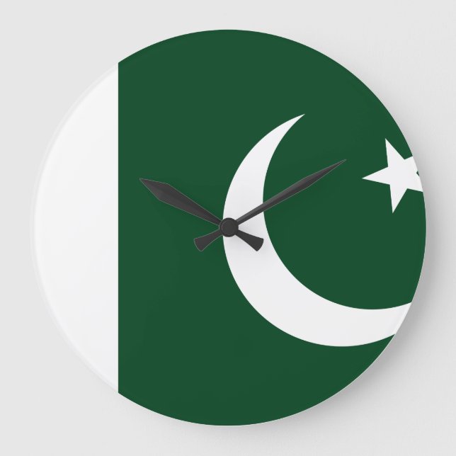 Reloj Redondo Grande Bandera de Pakistán (paquistaní) (Anverso)