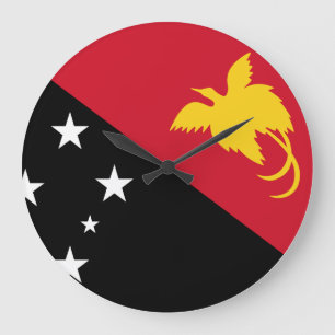 Reloj Redondo Grande Bandera de Papúa Nueva Guinea