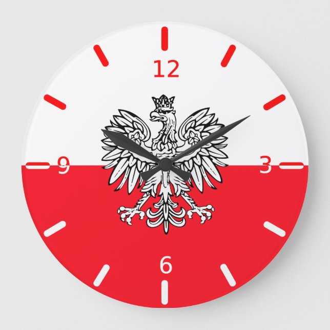 Reloj Redondo Grande Bandera de Polonia (Anverso)