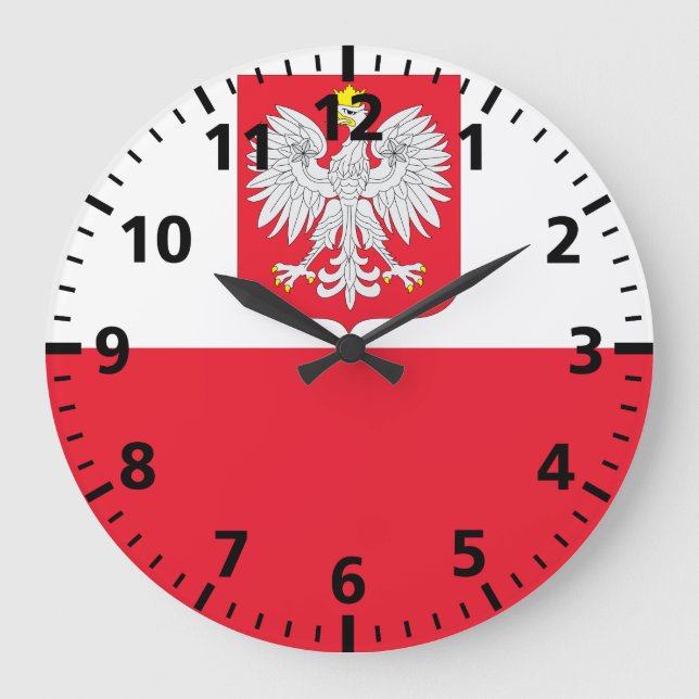 Reloj Redondo Grande Bandera de Polonia (Anverso)