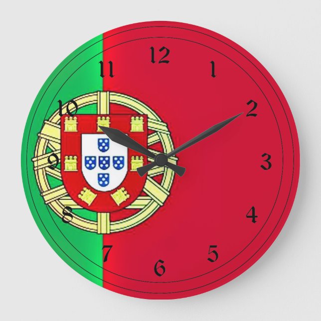 Reloj Redondo Grande bandera de portugal (Anverso)