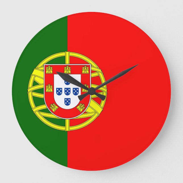 Reloj Redondo Grande Bandera de Portugal (portugués) (Anverso)