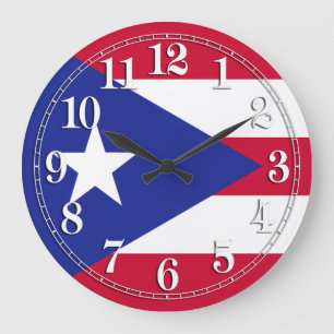 Reloj Redondo Grande Bandera de Puerto Rico