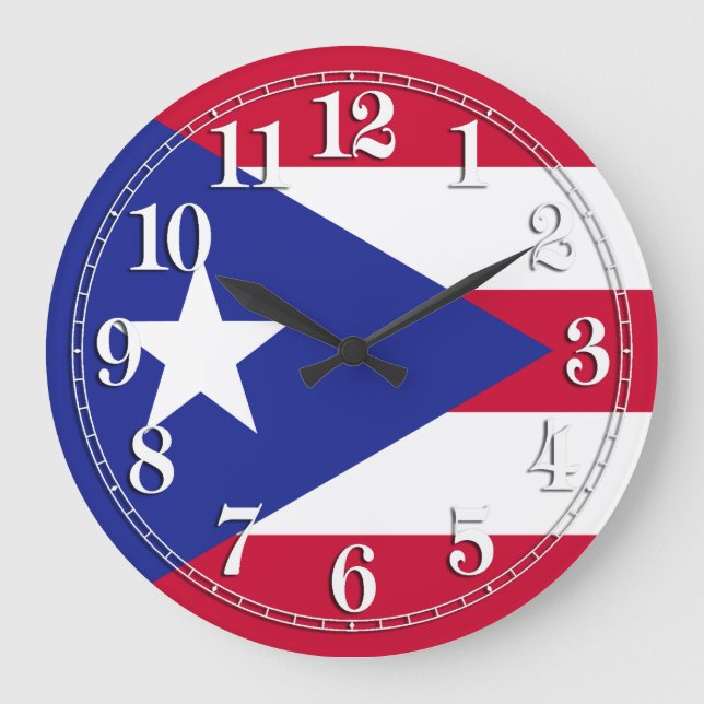 Reloj Redondo Grande Bandera de Puerto Rico (Anverso)