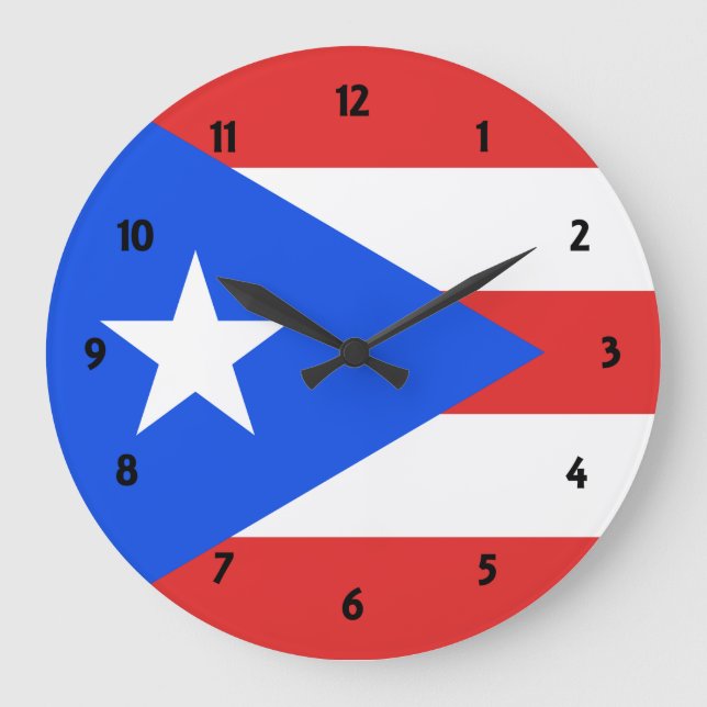 Reloj Redondo Grande Bandera de Puerto Rico (Anverso)