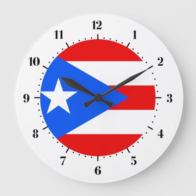 Reloj Redondo Grande Bandera de Puerto Rico (Anverso)