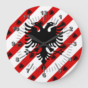Reloj Redondo Grande Bandera de rayas albanesas