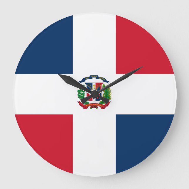 Reloj Redondo Grande Bandera de República Dominicana (Anverso)