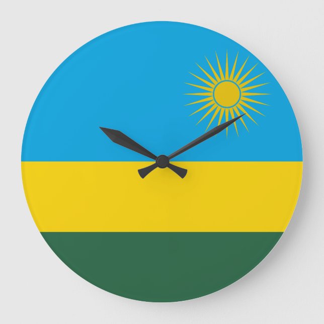 Reloj Redondo Grande Bandera de Ruanda (Anverso)