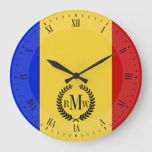 Reloj Redondo Grande Bandera de Rumania