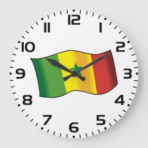 Reloj Redondo Grande Bandera de Senegal Orgullo Senegalés Verde Amarill
