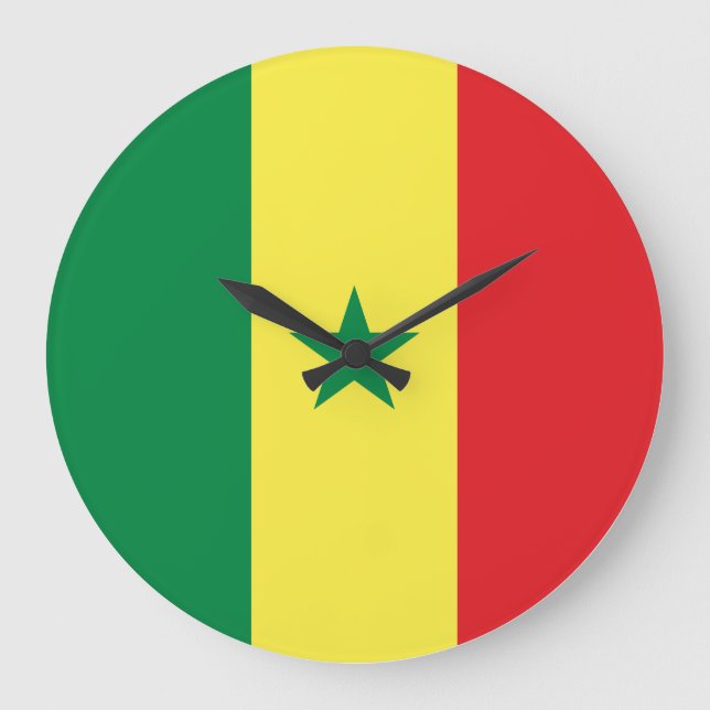 Reloj Redondo Grande Bandera de Senegal (senegalés) (Anverso)