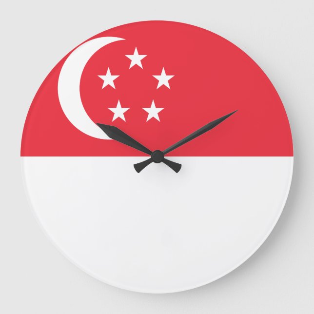 Reloj Redondo Grande Bandera de Singapur (Anverso)
