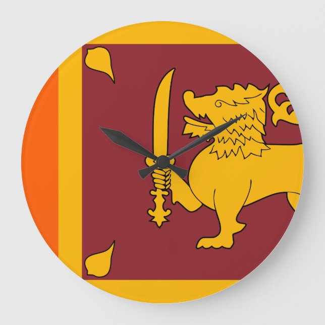 Reloj Redondo Grande Bandera de Sri Lanka (Anverso)