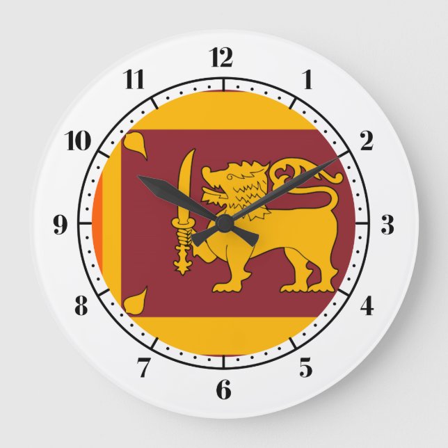Reloj Redondo Grande Bandera de Sri Lanka (Anverso)