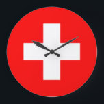Reloj Redondo Grande Bandera de Suiza<br><div class="desc">Bandera de Suiza</div>