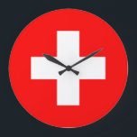 Reloj Redondo Grande Bandera de Suiza<br><div class="desc">Bandera de Suiza</div>