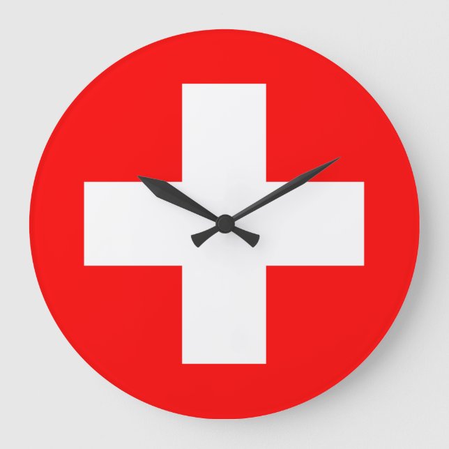 Reloj Redondo Grande Bandera de Suiza (Suiza) (Anverso)