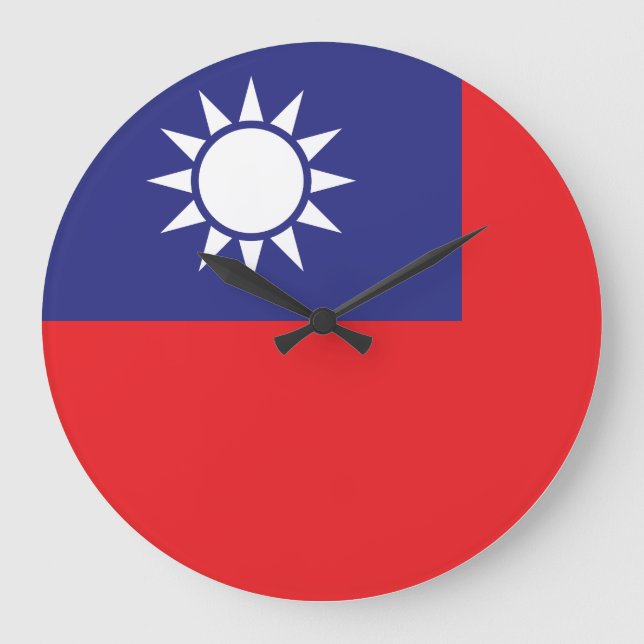 Reloj Redondo Grande Bandera de Taiwán (Anverso)