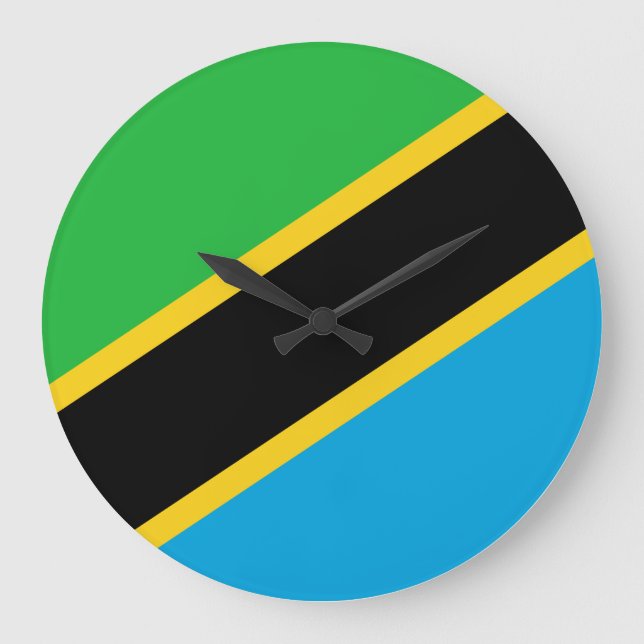 Reloj Redondo Grande Bandera de Tanzania (Anverso)