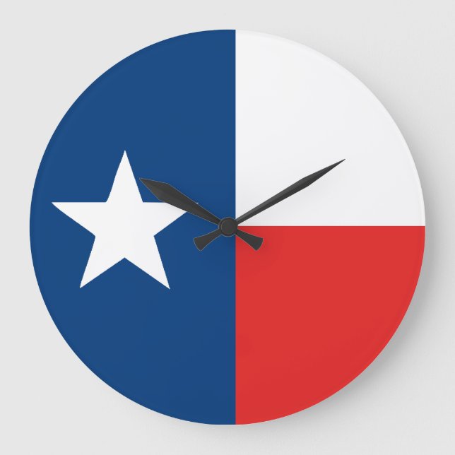 Reloj Redondo Grande Bandera de Texas (Anverso)