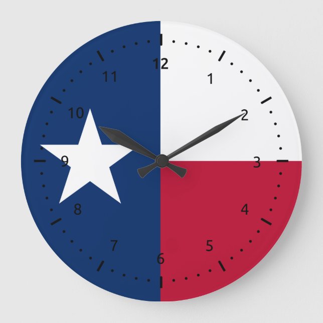 Reloj Redondo Grande Bandera de Texas, bandera de Estados Unidos (Anverso)