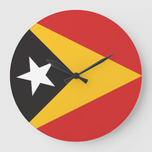 Reloj Redondo Grande Bandera de Timor Oriental