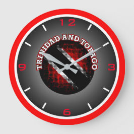 Reloj Redondo Grande Bandera de Trinidad y Tobago (patrón de puntos)