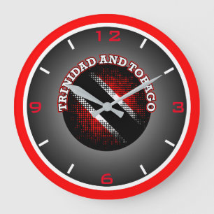 Reloj Redondo Grande Bandera de Trinidad y Tobago (patrón de puntos)