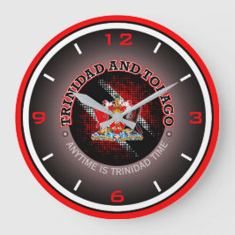 Reloj Redondo Grande Bandera de Trinidad y Tobago (patrón de puntos)